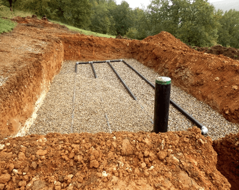 A residential subdivision detention basin