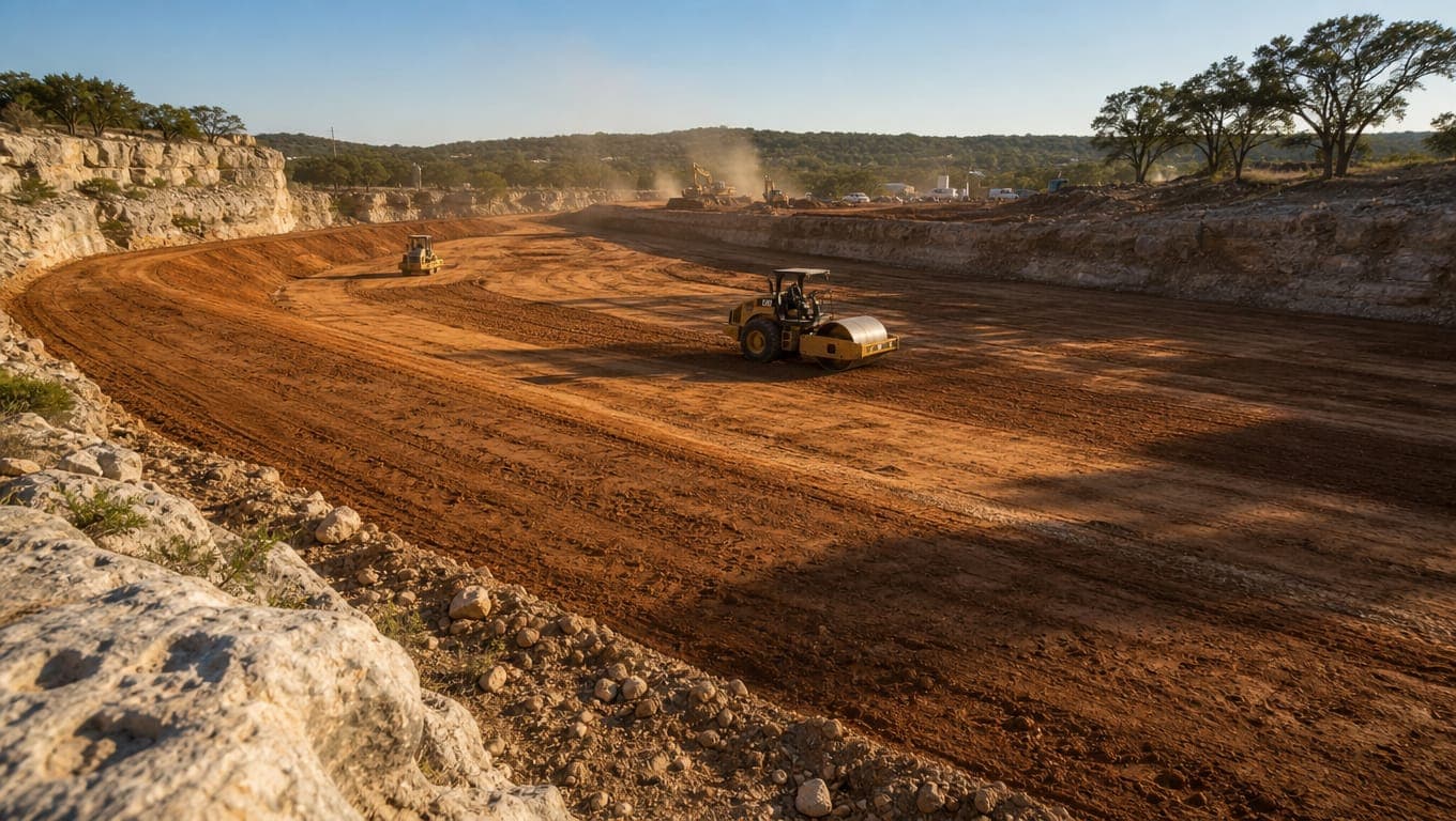 Clay liner compaction inside a stormwater detention basin over the Edwards Aquifer recharge zone in Central Texas